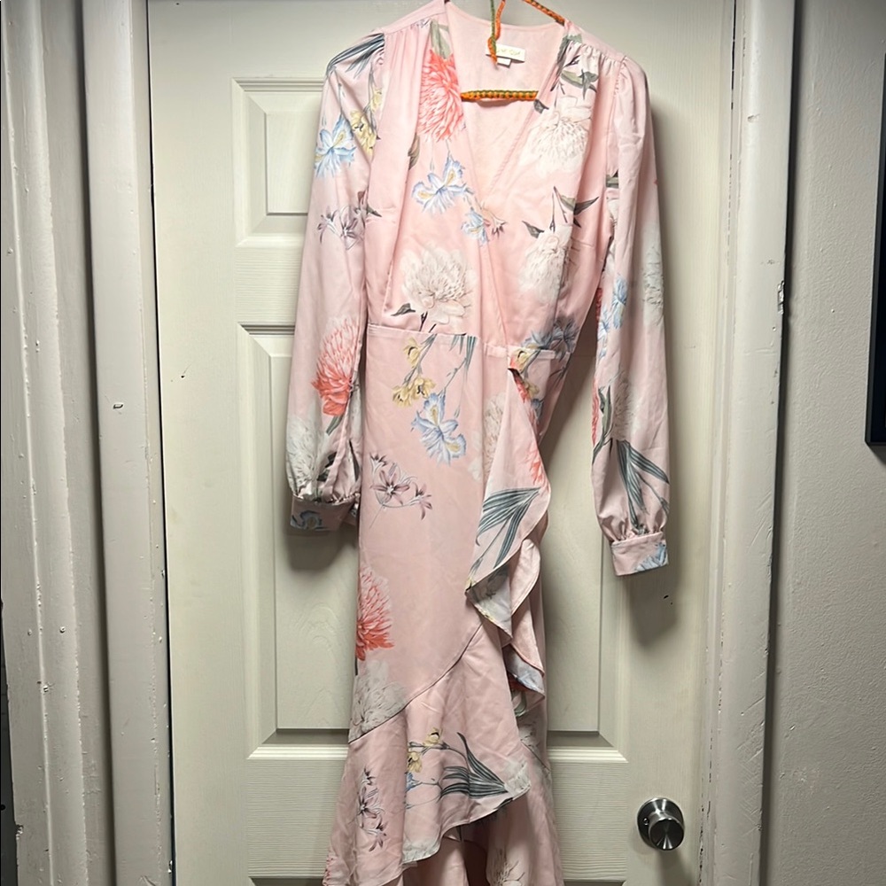 Floral Pink Wrap Dress Anthropologie